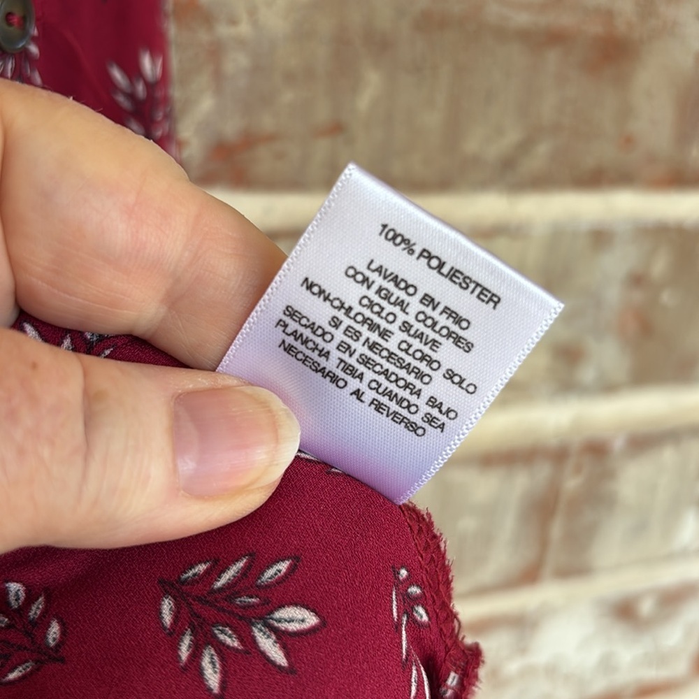 Signature Studio Plus Maroon Leaf Pattern Long Sl… - image 7